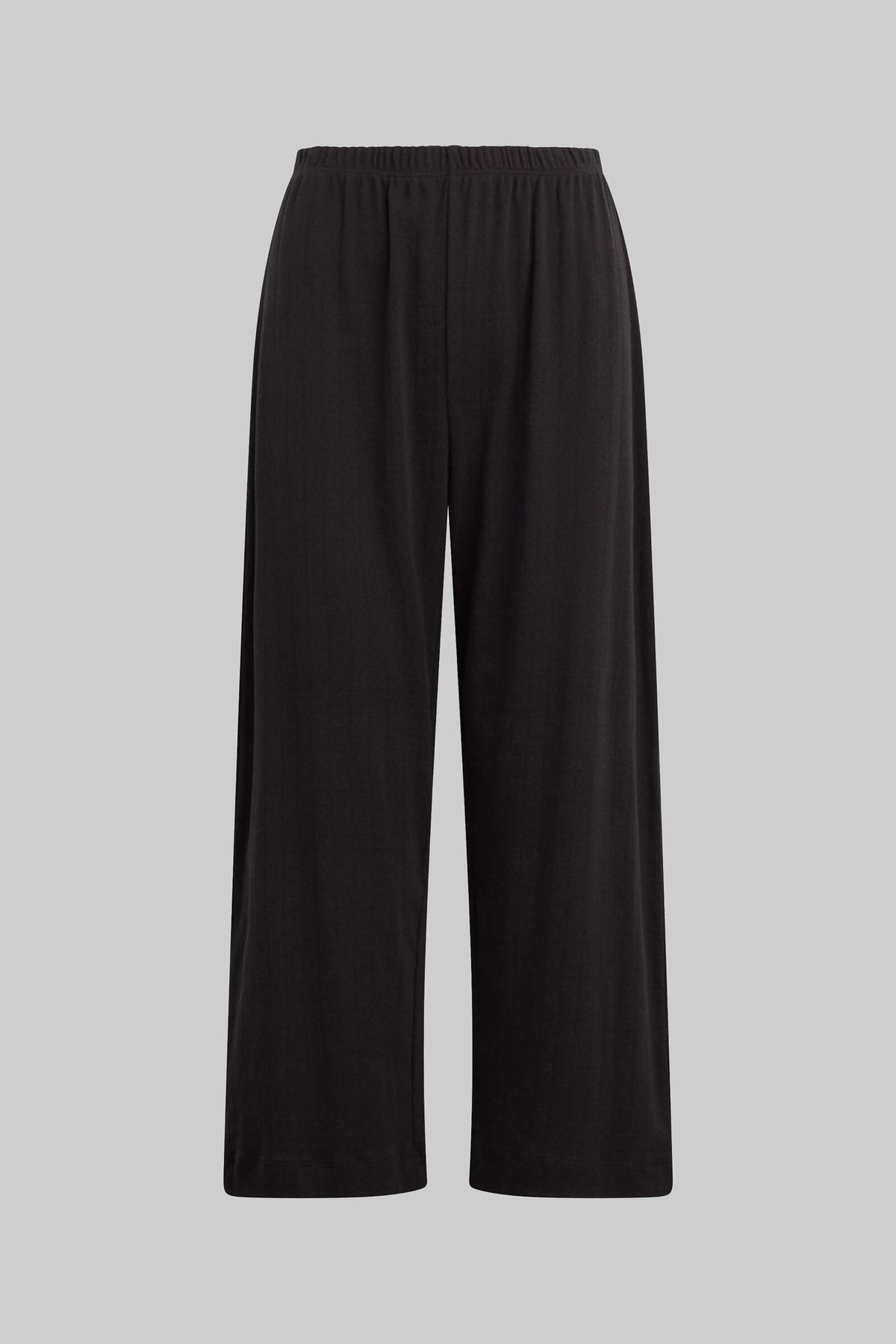 Pointelle Crop Wide Leg Pant - Black - Image 2