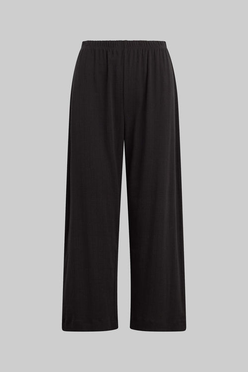 Pointelle Crop Wide Leg Pant - Black - Image 2