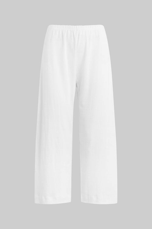 Pointelle Crop Wide Leg Pant - White - Image 2