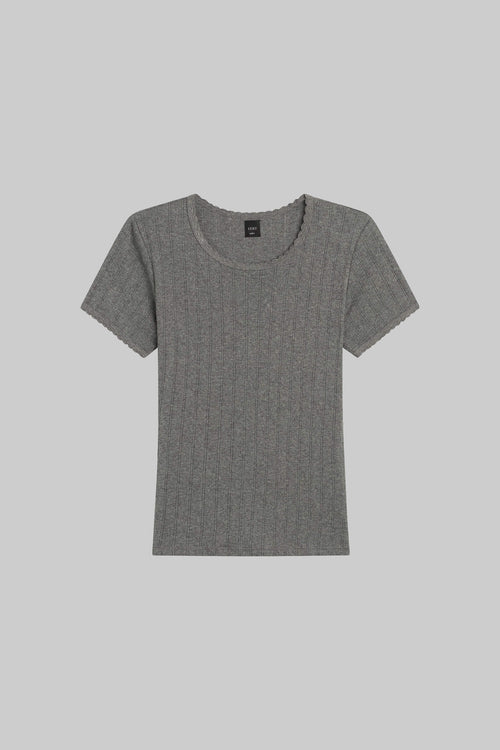 Pointelle Slim Fit Tee - Granite - Image 2