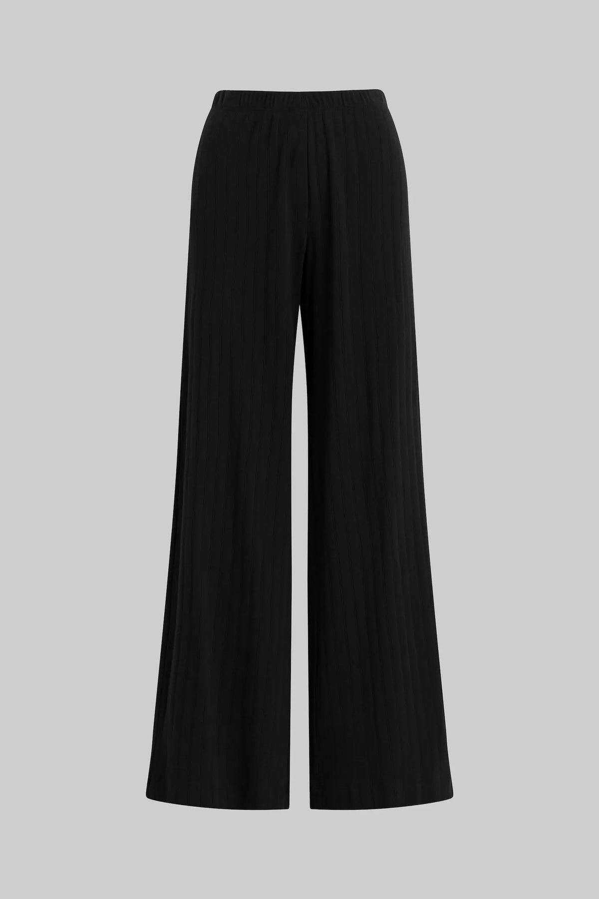 Pre-Order: Pointelle Wide Leg Pant - Black - Image 2