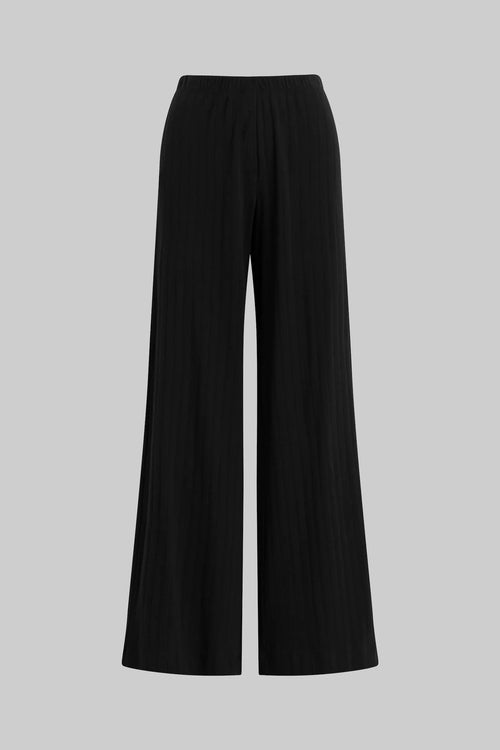 Pre-Order: Pointelle Wide Leg Pant - Black - Image 2