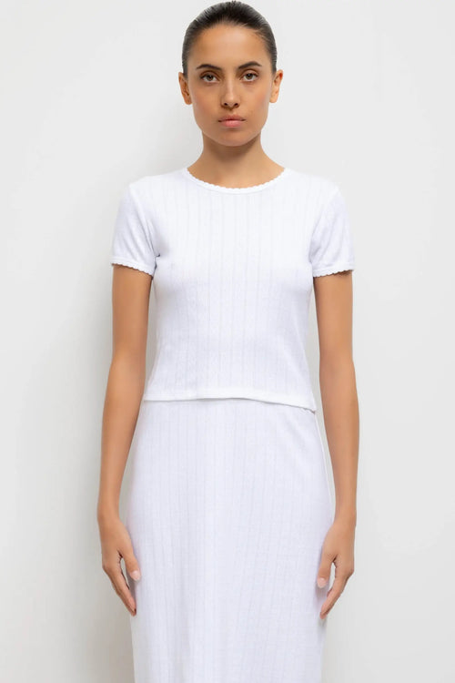 Pointelle Baby Tee - White - Image 1