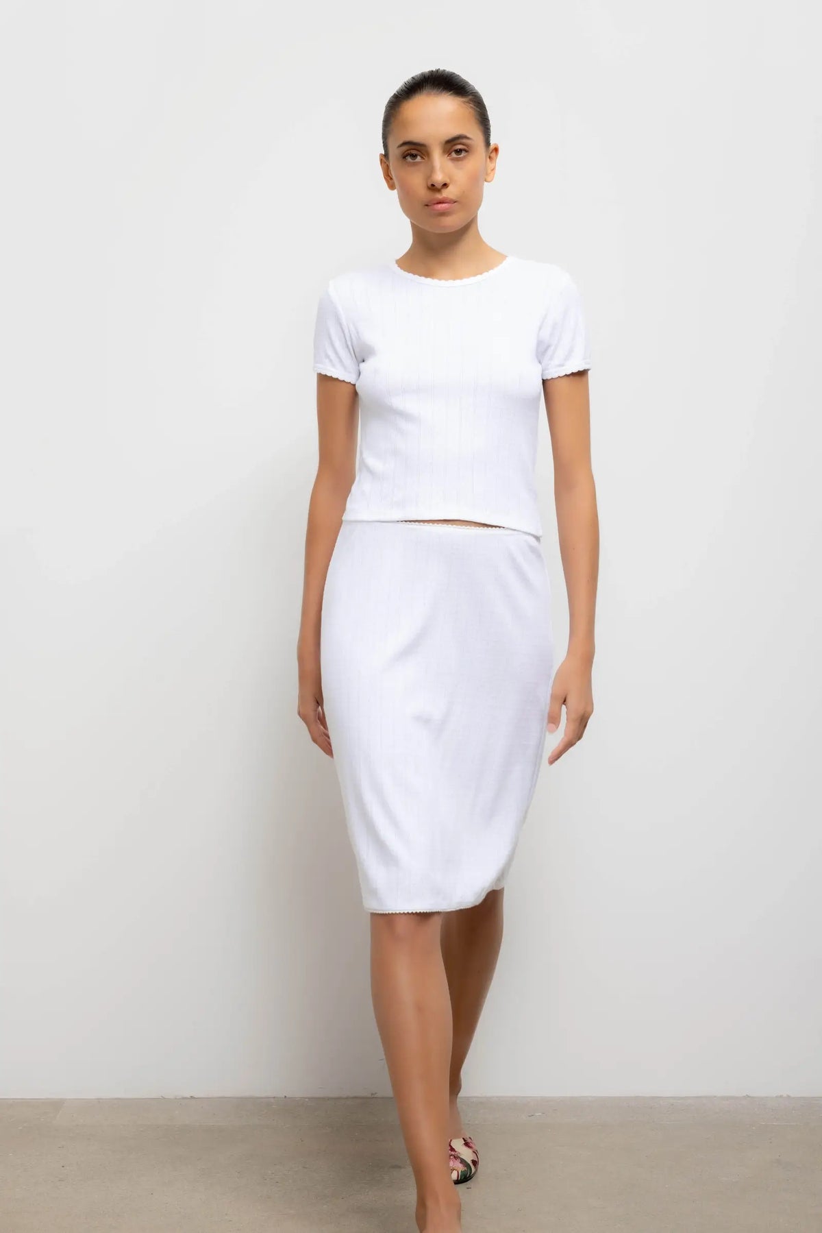 Pointelle Baby Tee - White - Image 4