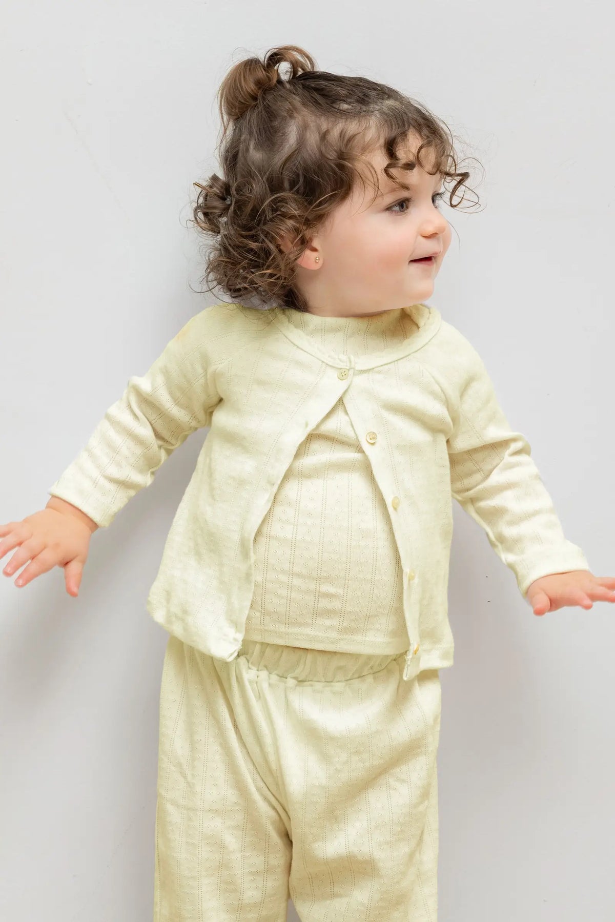 Pointelle Bebe Cardigan - Canary - Image 1