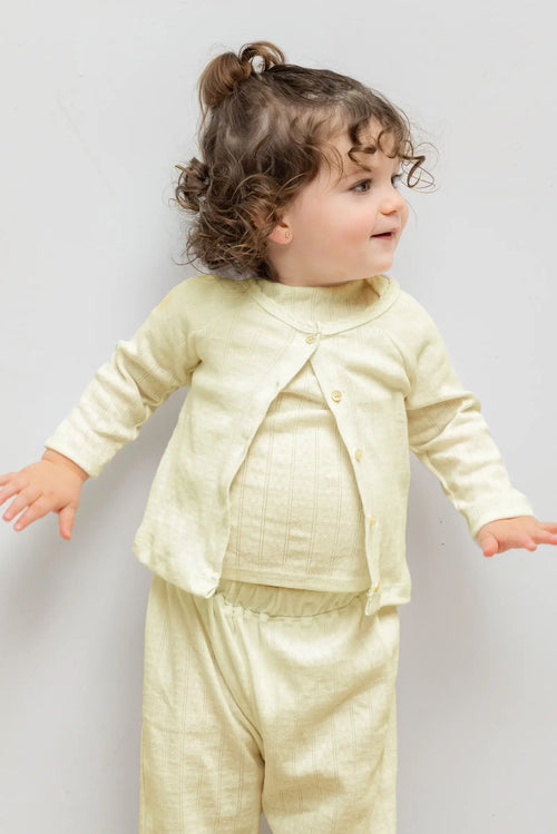 Pointelle Bebe Cardigan - Canary - Image 1