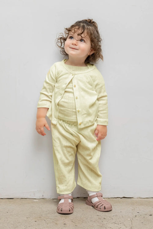 Pointelle Bebe Cardigan - Canary - Image 2