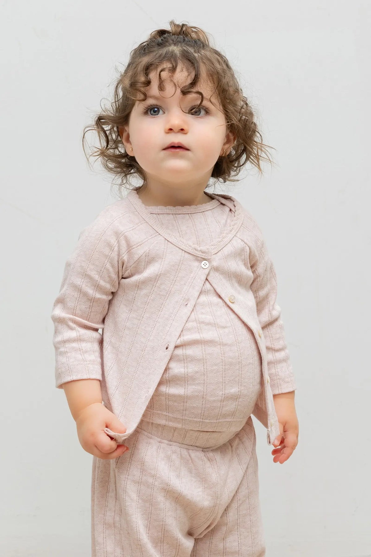 Pointelle Bebe Cardigan - Petal Melange - Image 1