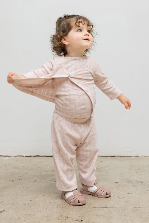 Pointelle Bebe Cardigan - Petal Melange - Image 2