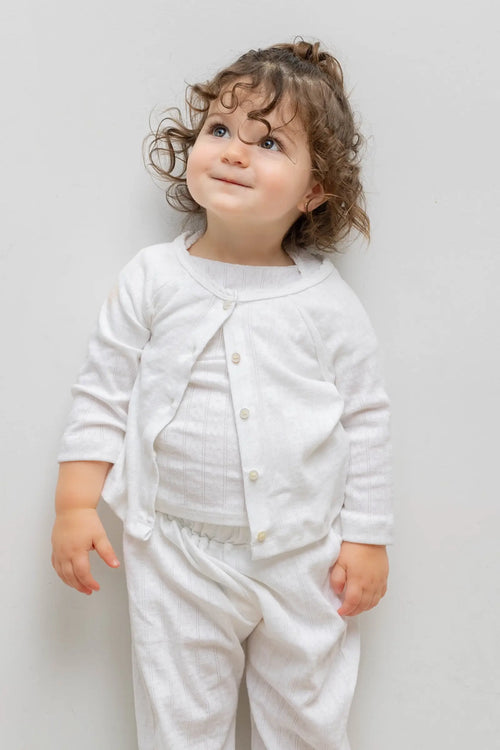 Pointelle Bebe Cardigan - White - Image 1