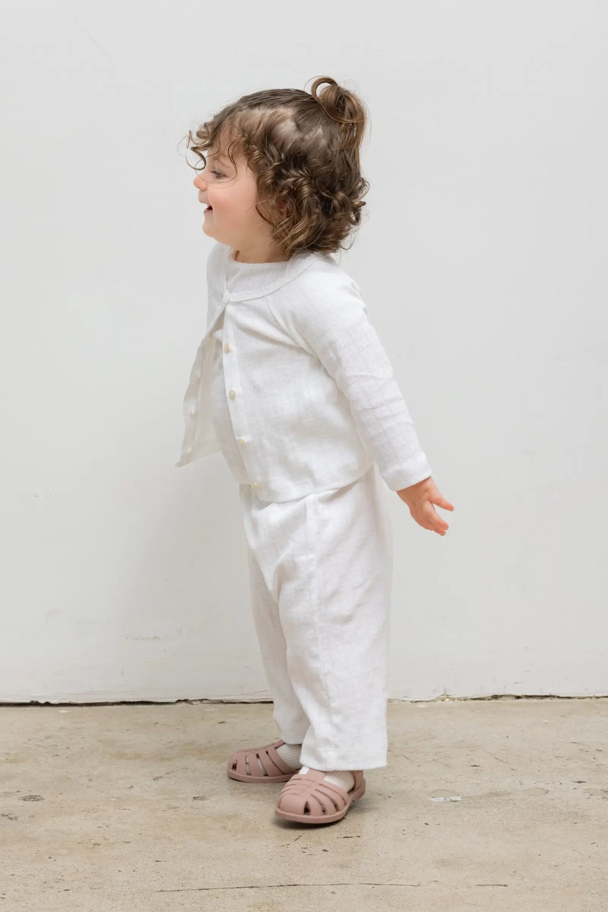 Pointelle Bebe Cardigan - White - Image 3