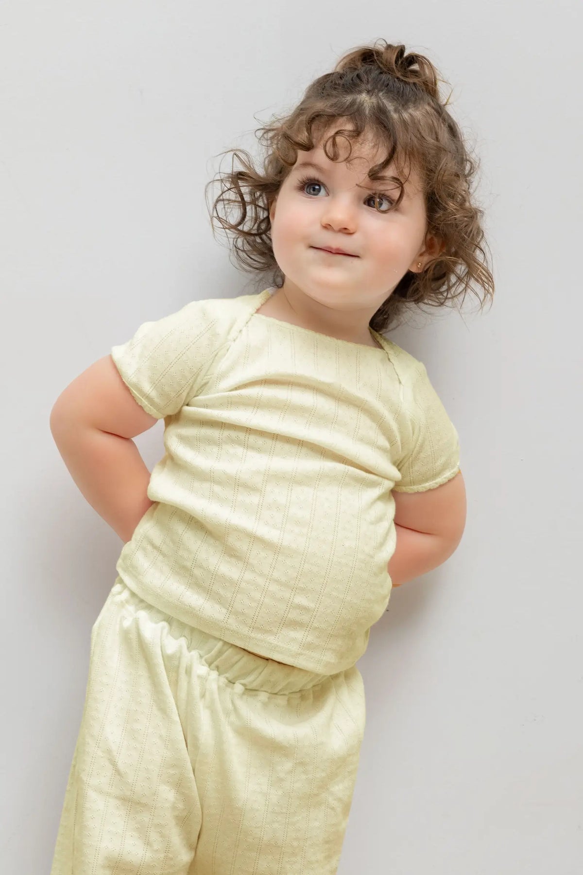 Pointelle Bebe Short Sleeve Bateau - Canary - Image 1