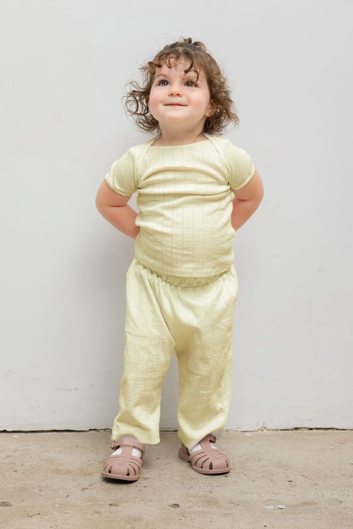 Pointelle Bebe Short Sleeve Bateau - Canary - Image 2