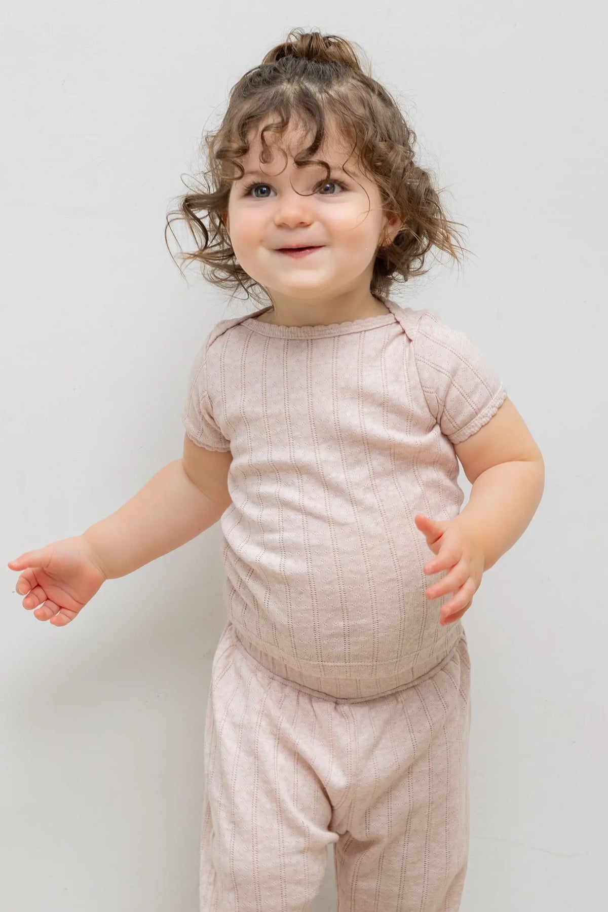 Pointelle Bebe Short Sleeve Bateau - Petal Melange - Image 1