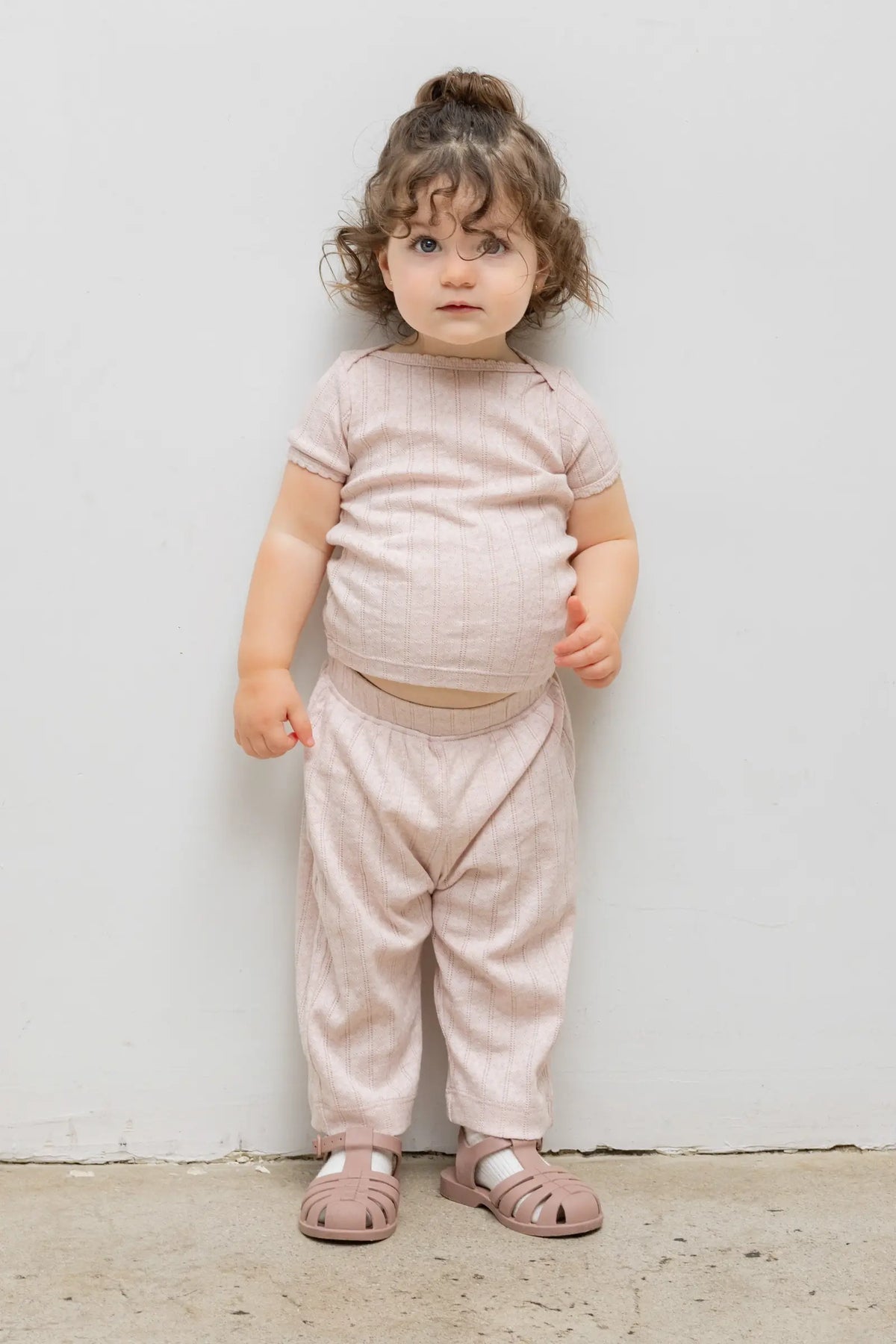 Pointelle Bebe Short Sleeve Bateau - Petal Melange - Image 2