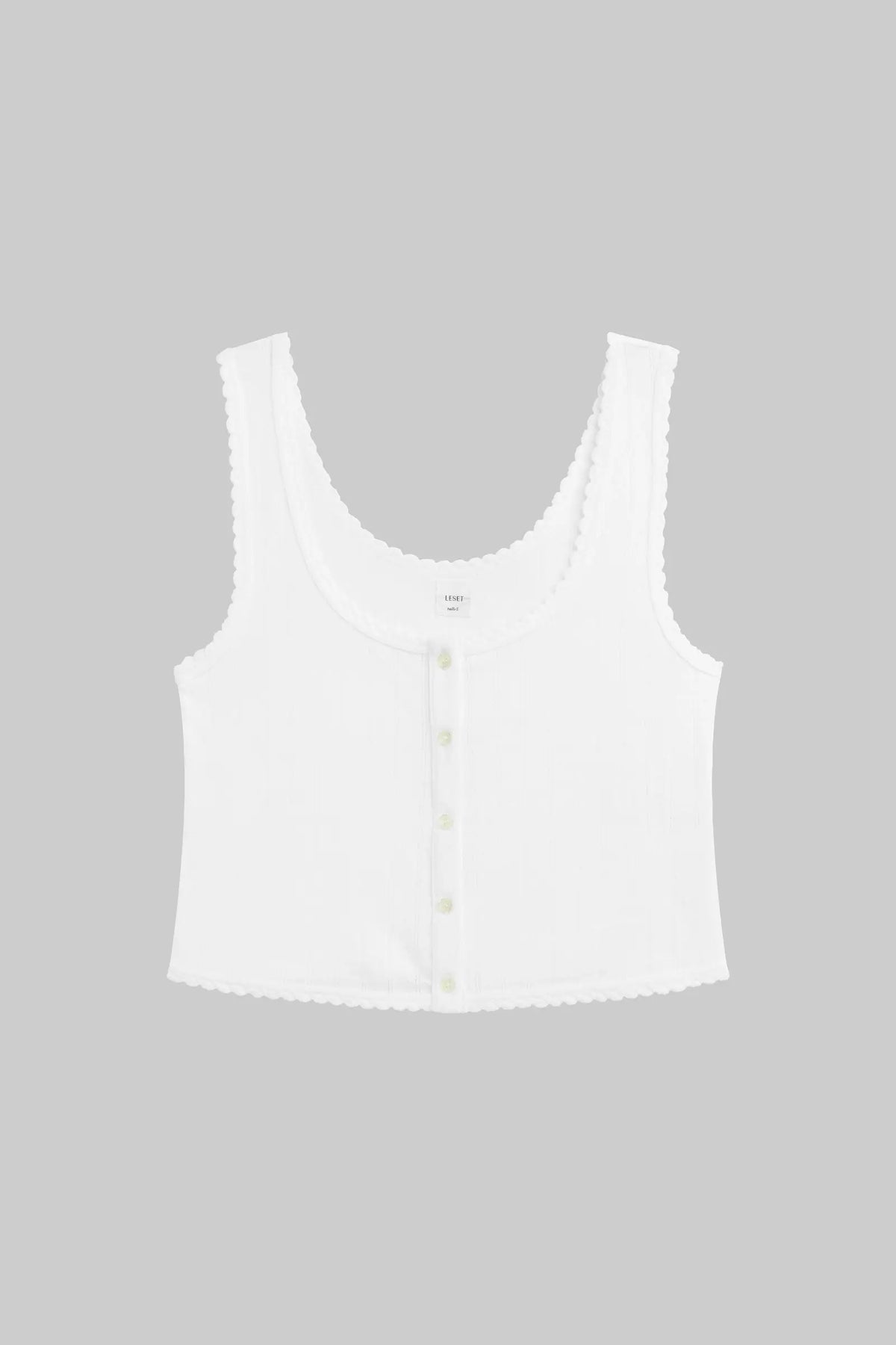 Pointelle Button Down Tank - White - Image 2