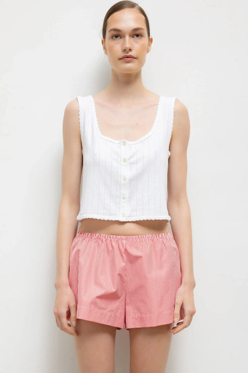 Pointelle Button Down Tank - White - Image 1