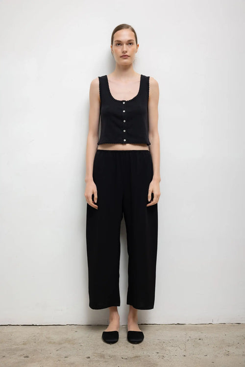 Pointelle Button Down Tank - Black - Image 3