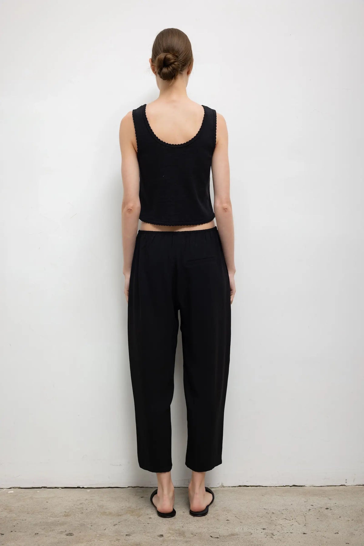 Pointelle Button Down Tank - Black - Image 7