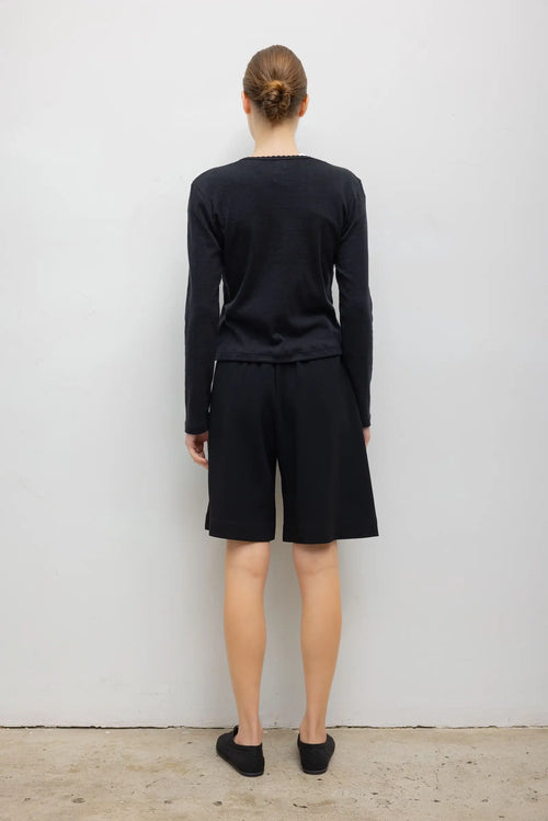 Pointelle Classic Cardigan II - Black - Image 5