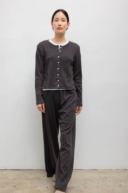 Pointelle Classic Cardigan II - Hickory Melange - Image 3