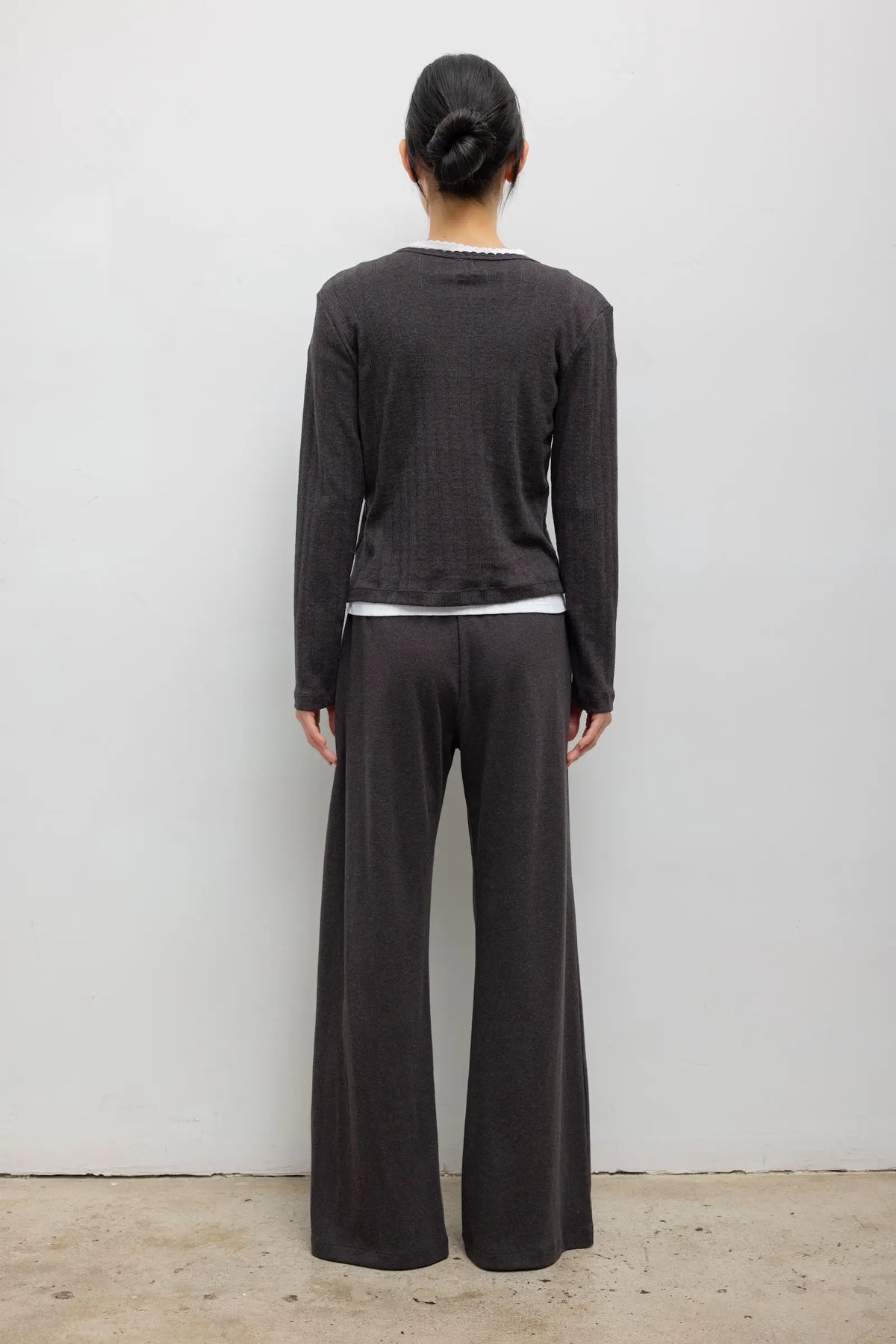 Pointelle Classic Cardigan II - Hickory Melange - Image 5