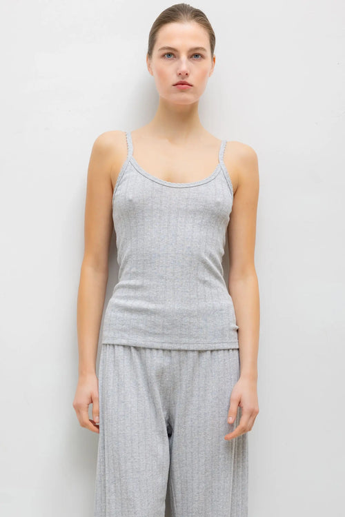 Pointelle Tank - Light Grey Melange - Image 1