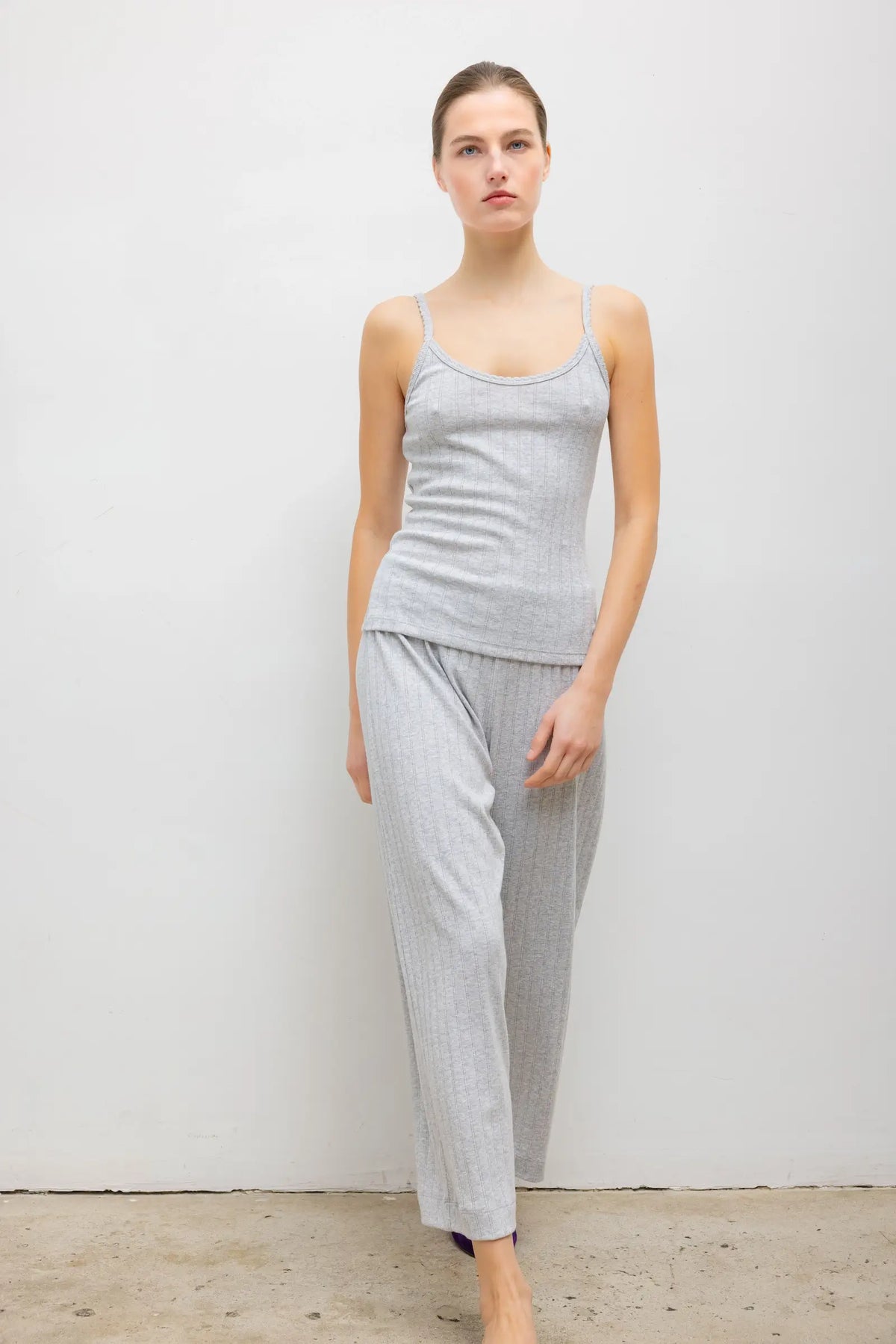 Pointelle Tank - Light Grey Melange - Image 4