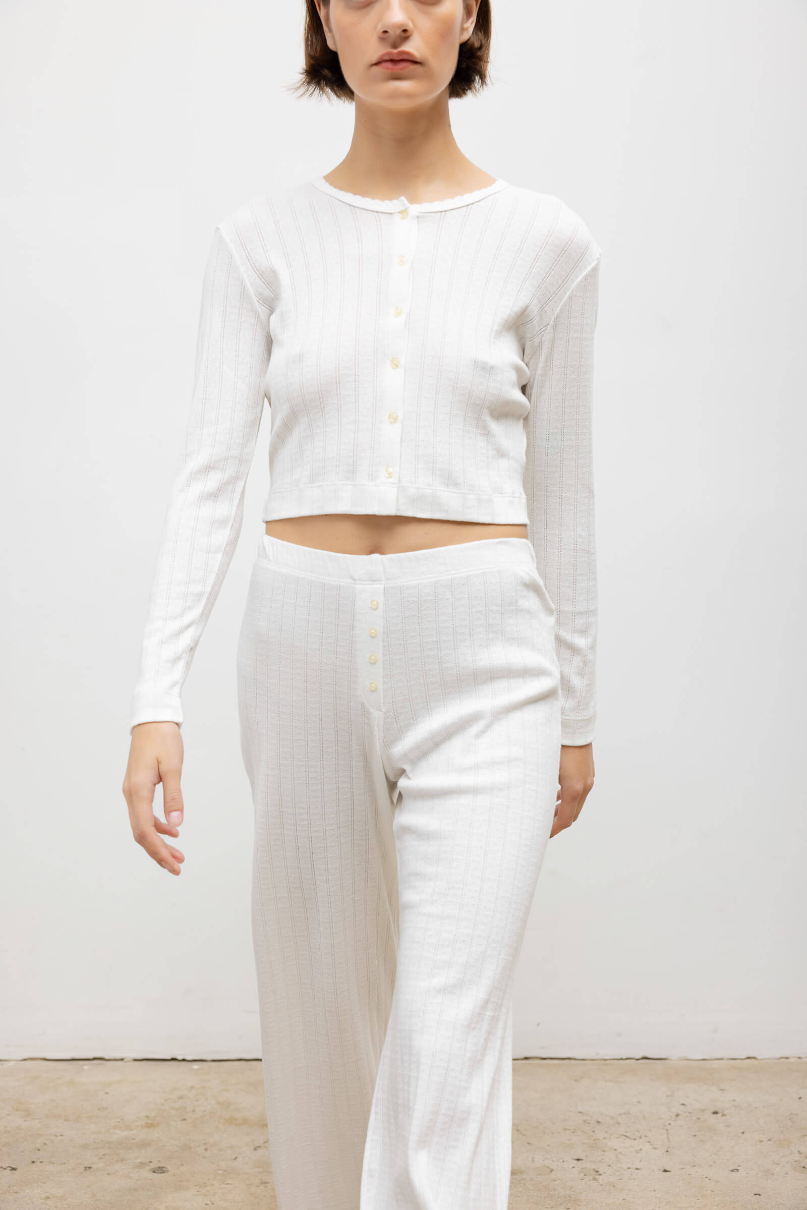 Pointelle Crop Cardigan