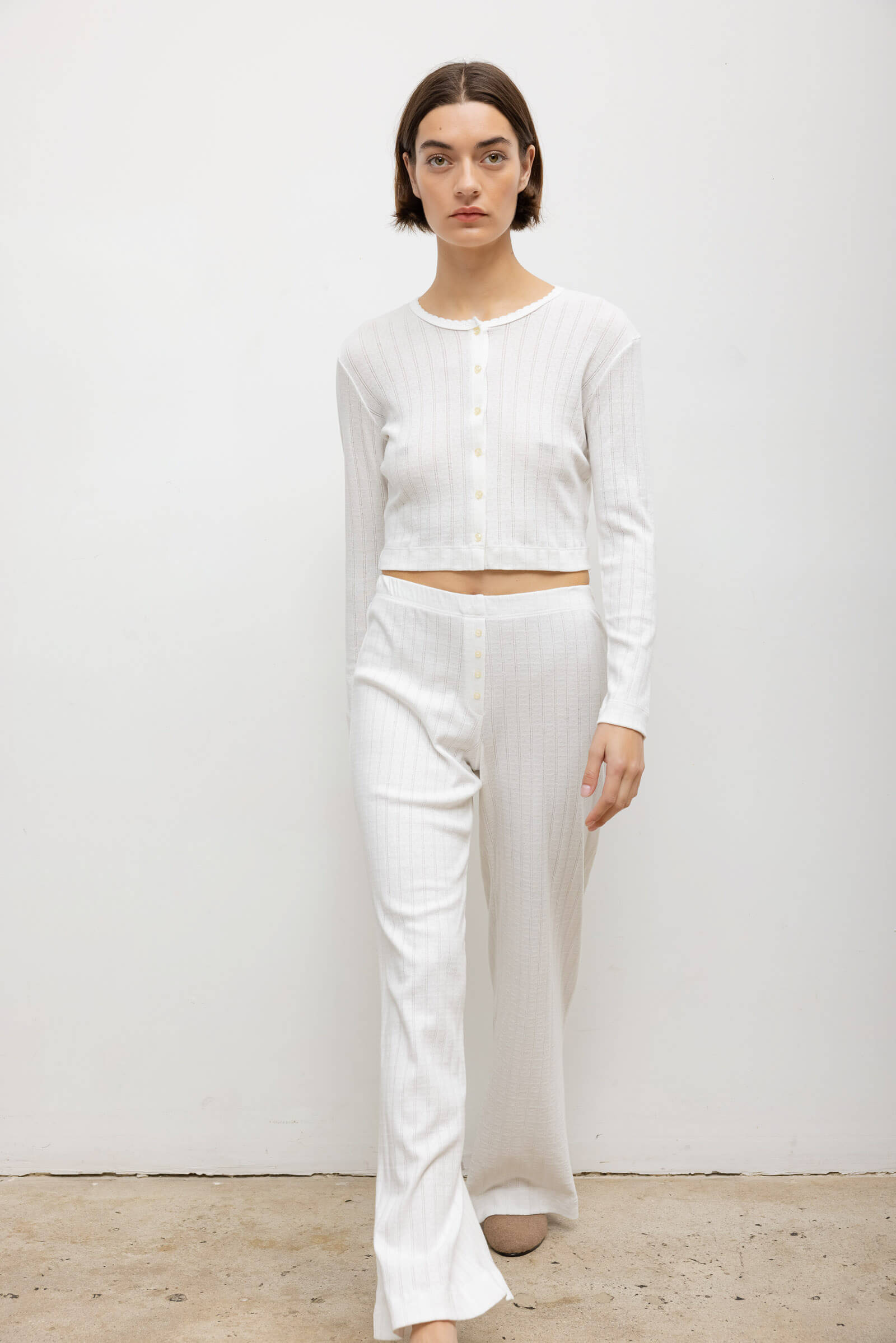 Pointelle Crop Cardigan