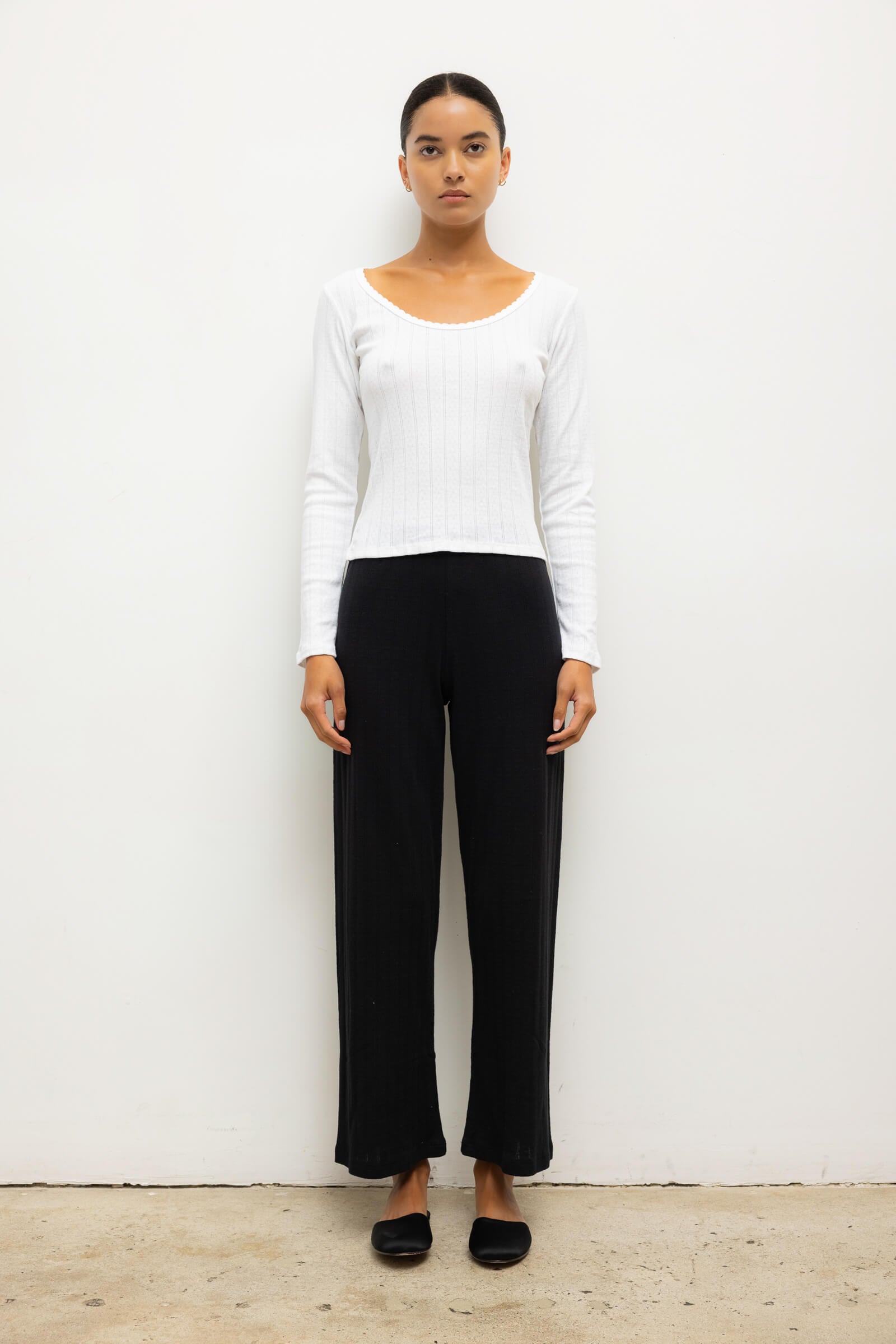 Pointelle Crop Wide Leg Pant