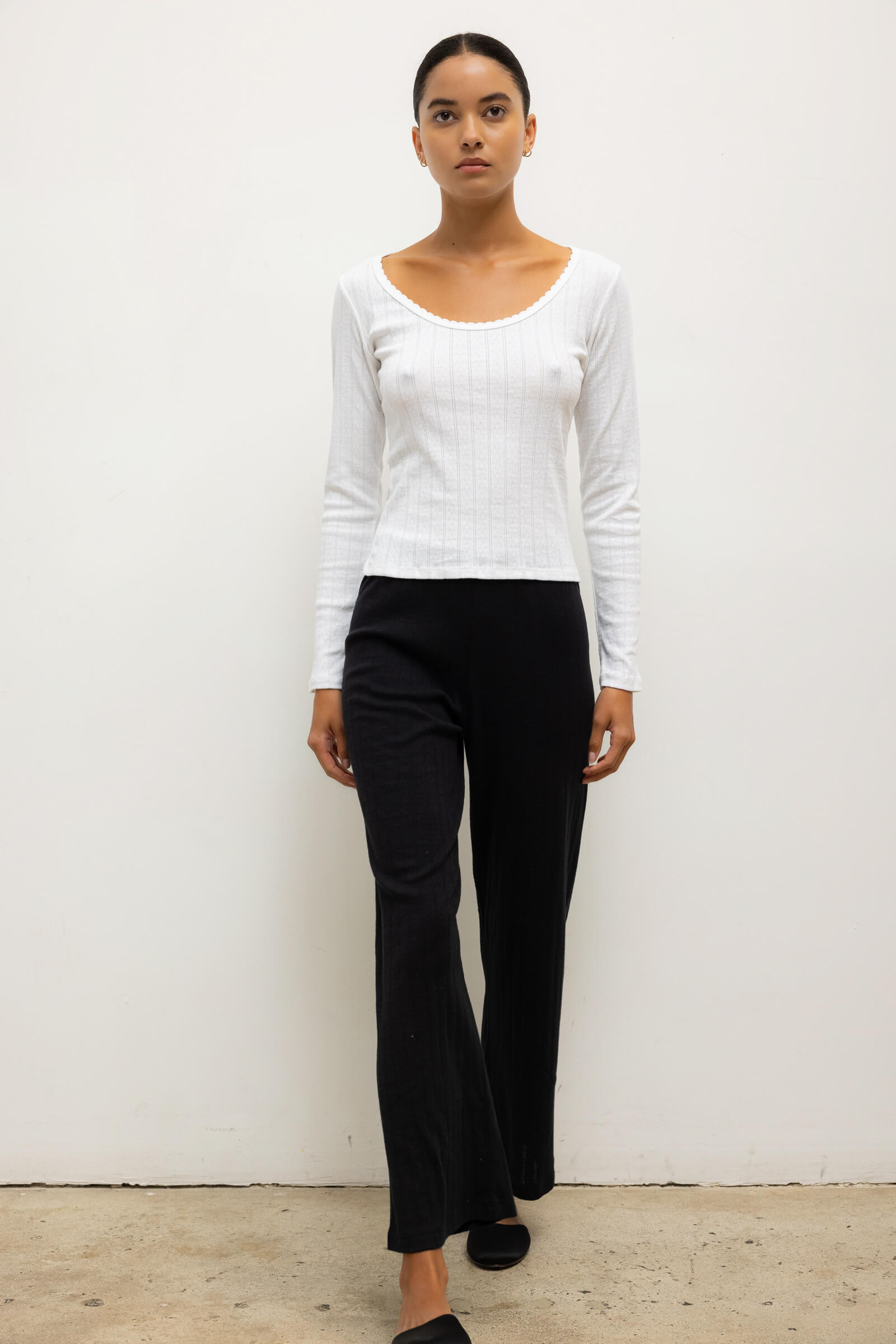 Pointelle Crop Wide Leg Pant