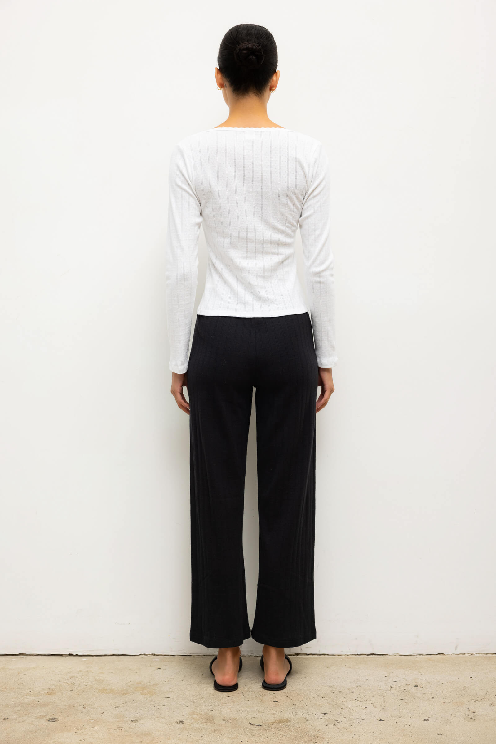 Pointelle Crop Wide Leg Pant
