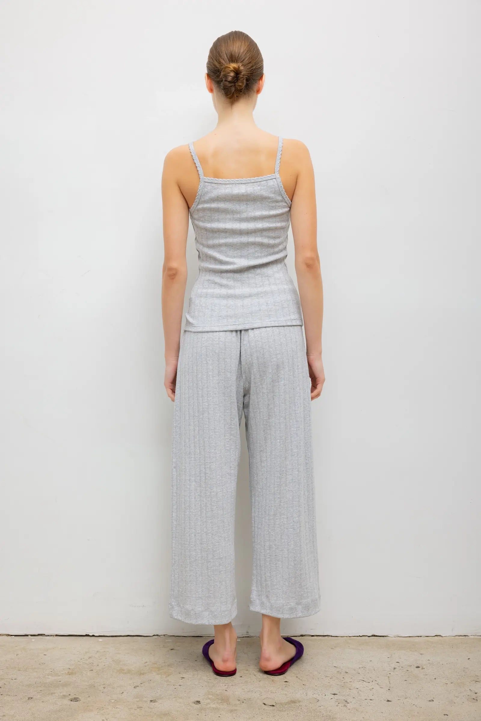 Pointelle Crop Wide Leg Pant