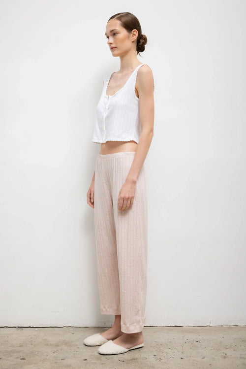 Pointelle Crop Wide Leg Pant - Petal Melange - Image 5