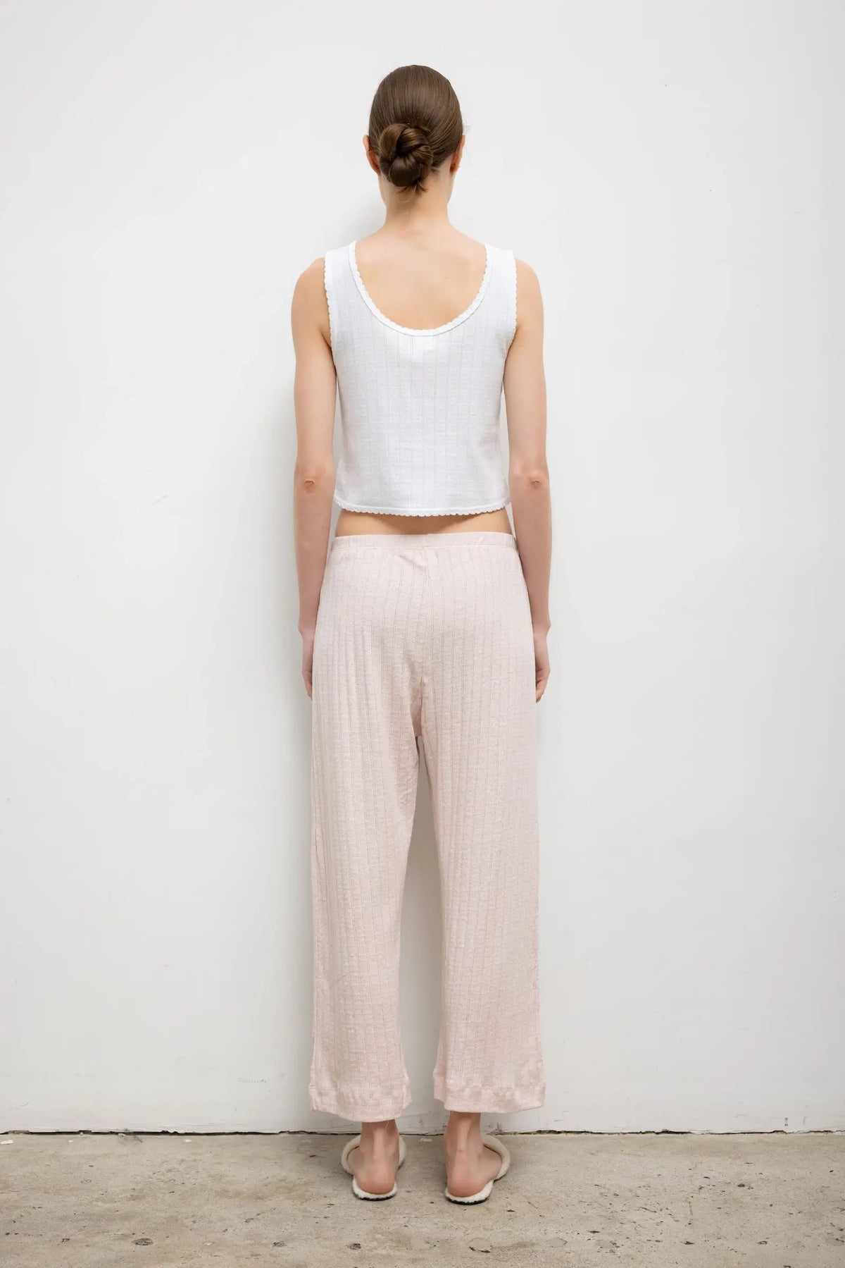 Pointelle Crop Wide Leg Pant - Petal Melange - Image 6