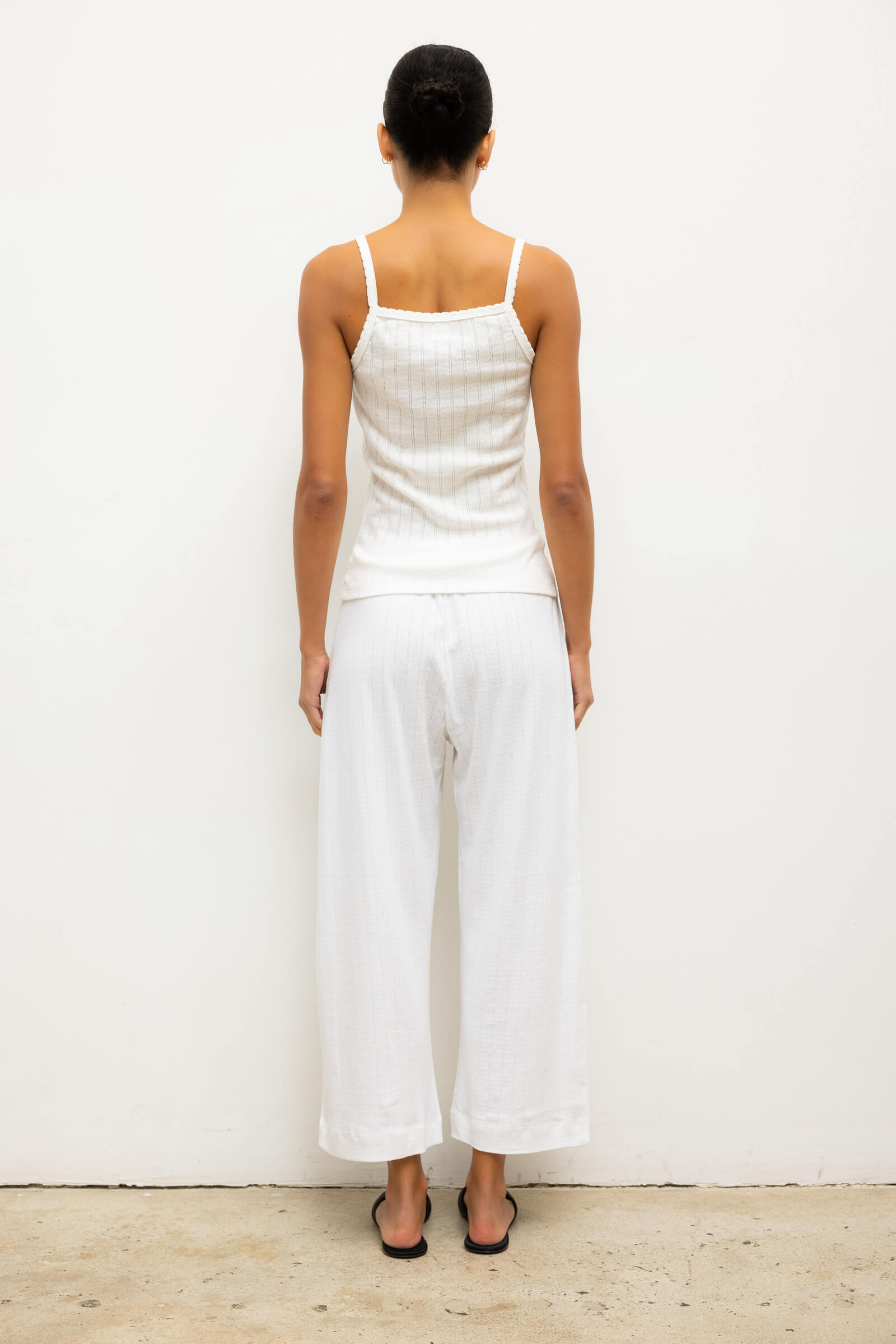 Pointelle Crop Wide Leg Pant