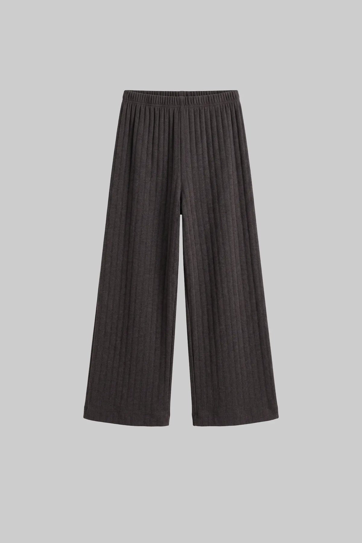 Pointelle Crop Wide Leg Pant - Hickory Melange - Image 2