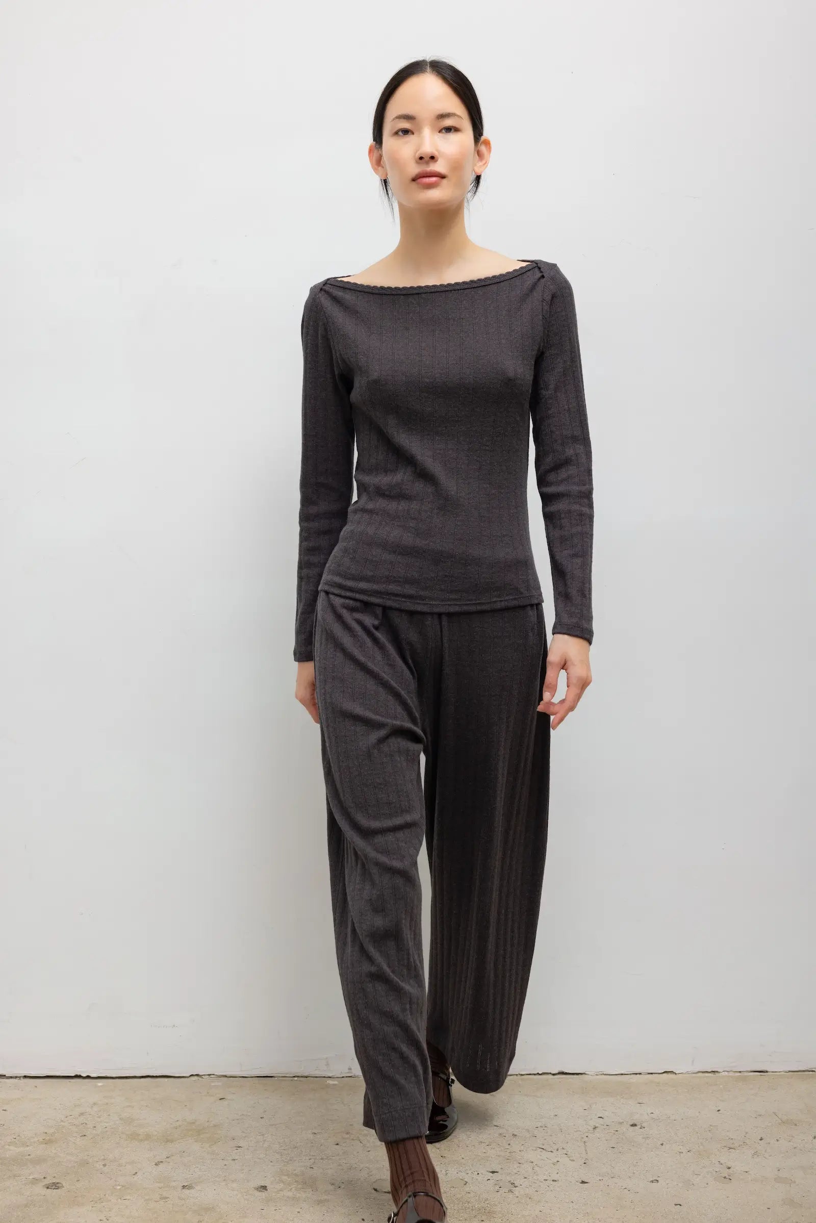 Pointelle Crop Wide Leg Pant