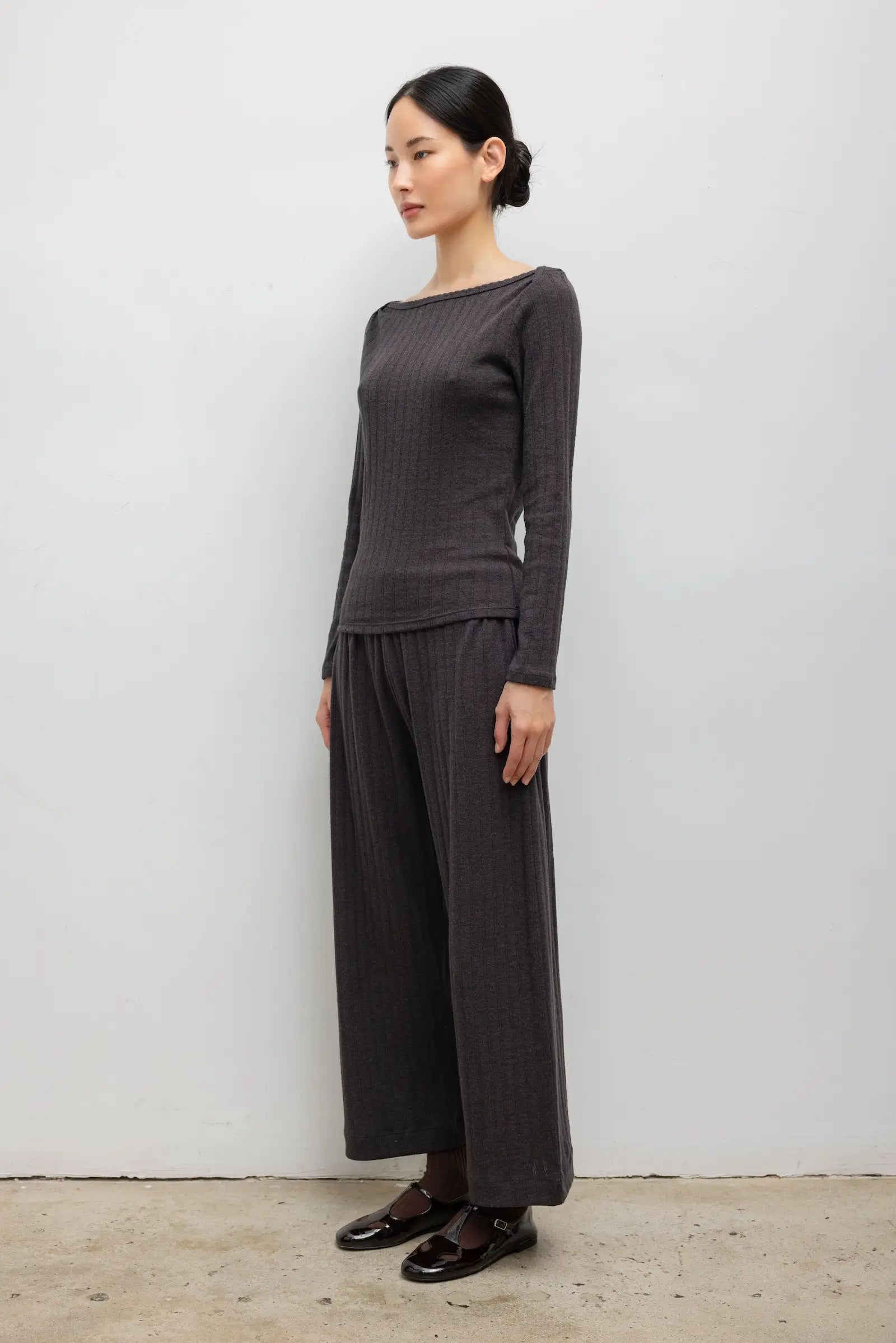Pointelle Crop Wide Leg Pant