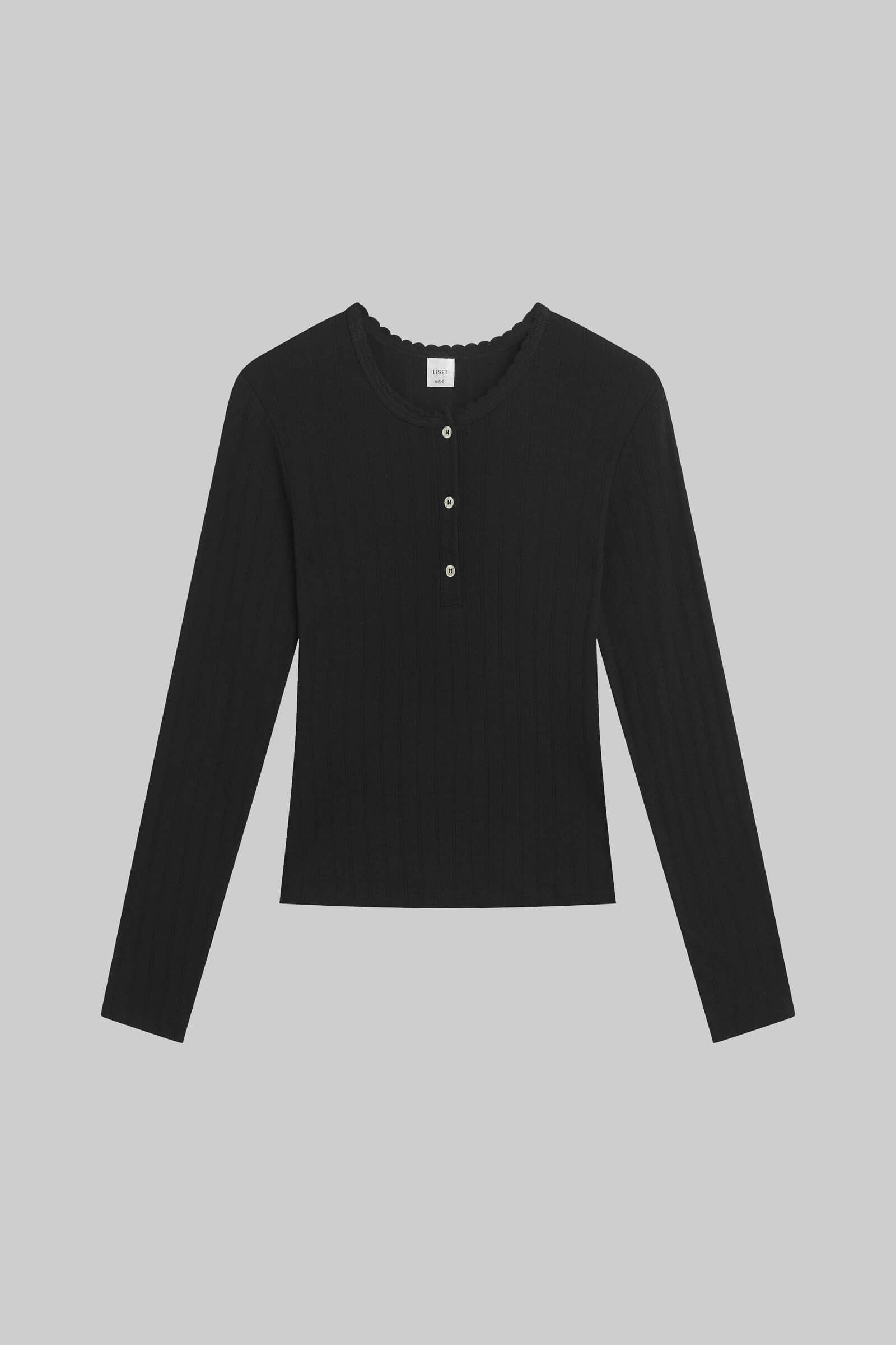 Pointelle Long Sleeve Henley