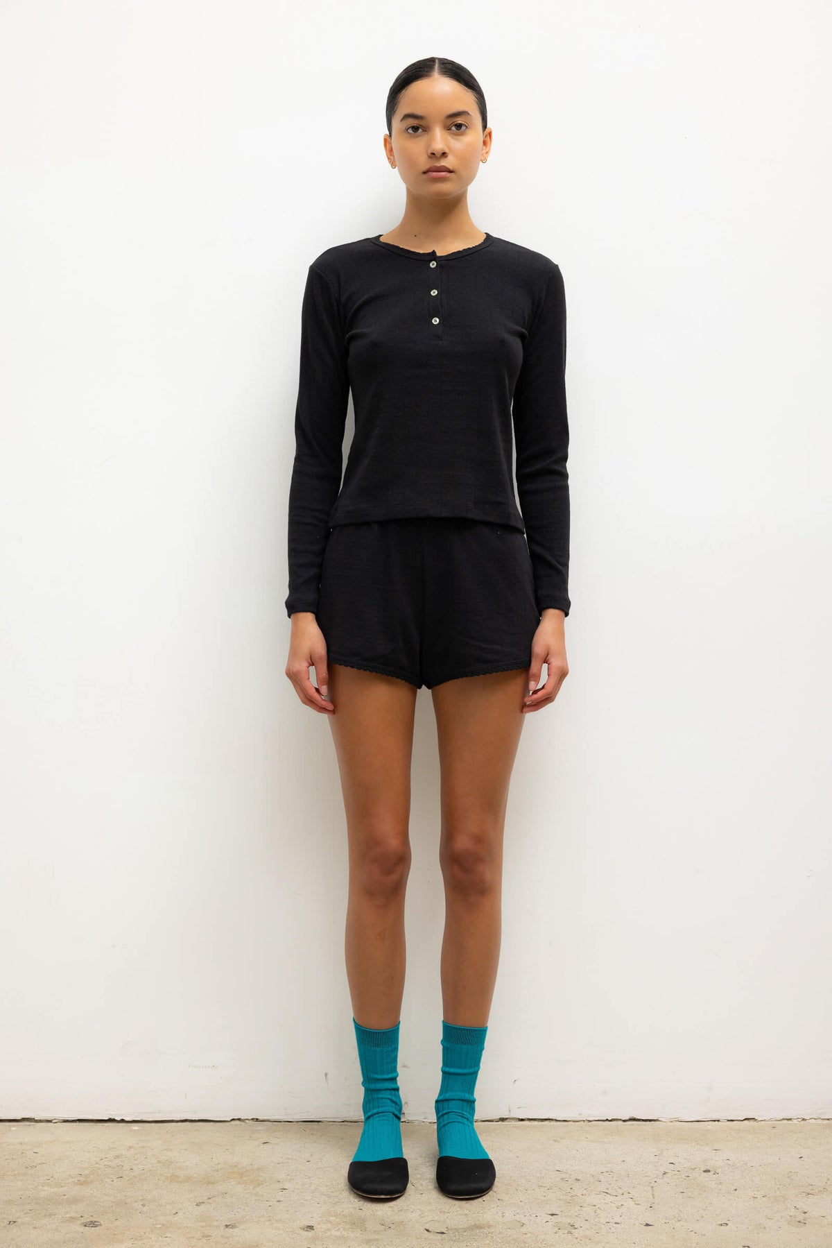 Pointelle Mini Short - Black - Image 1