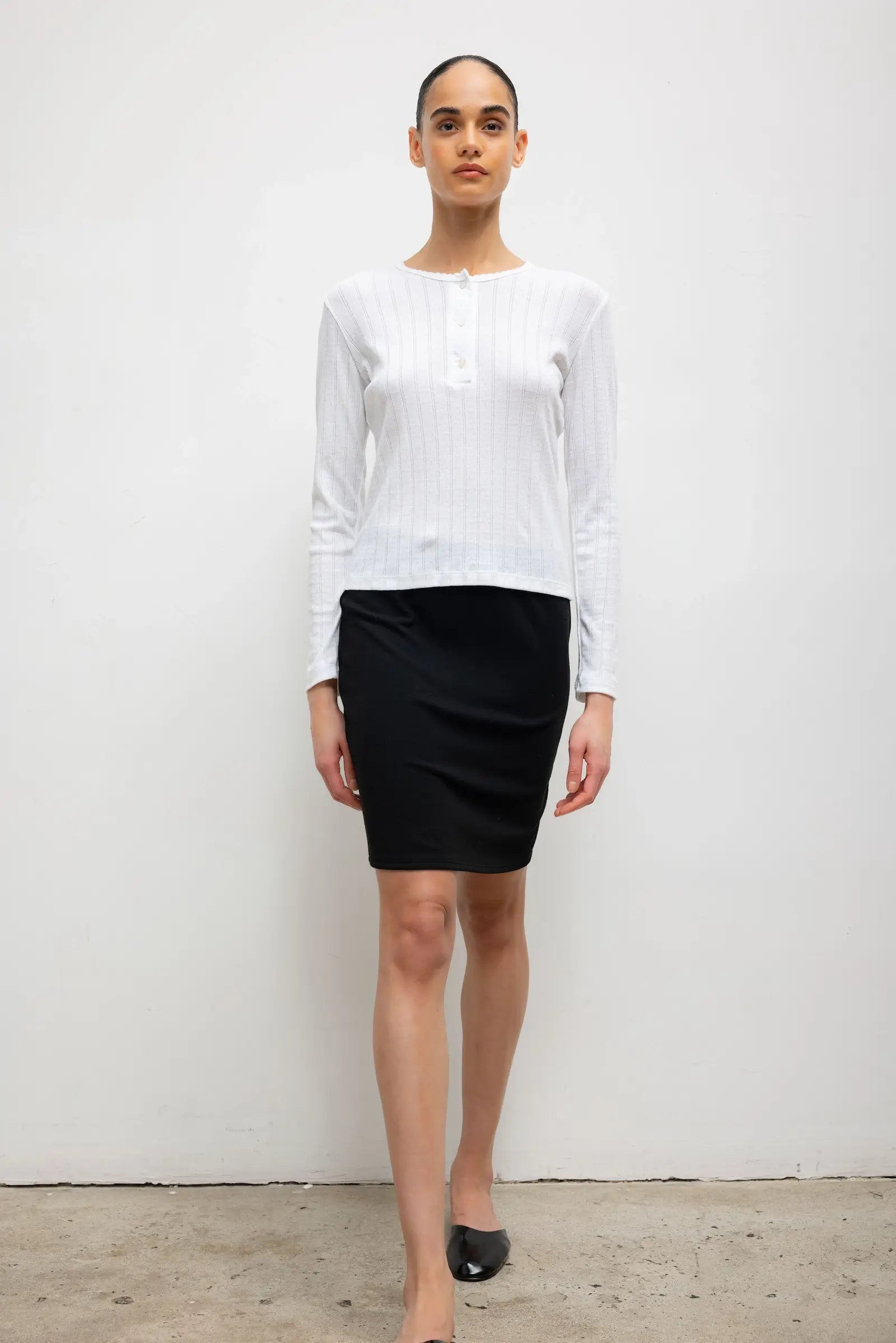 Pointelle Long Sleeve Henley