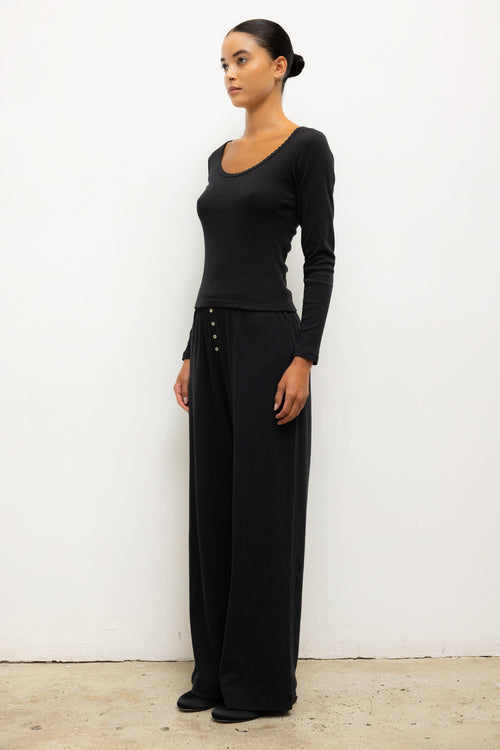 Pointelle Boxer Pant - Black - Image 5