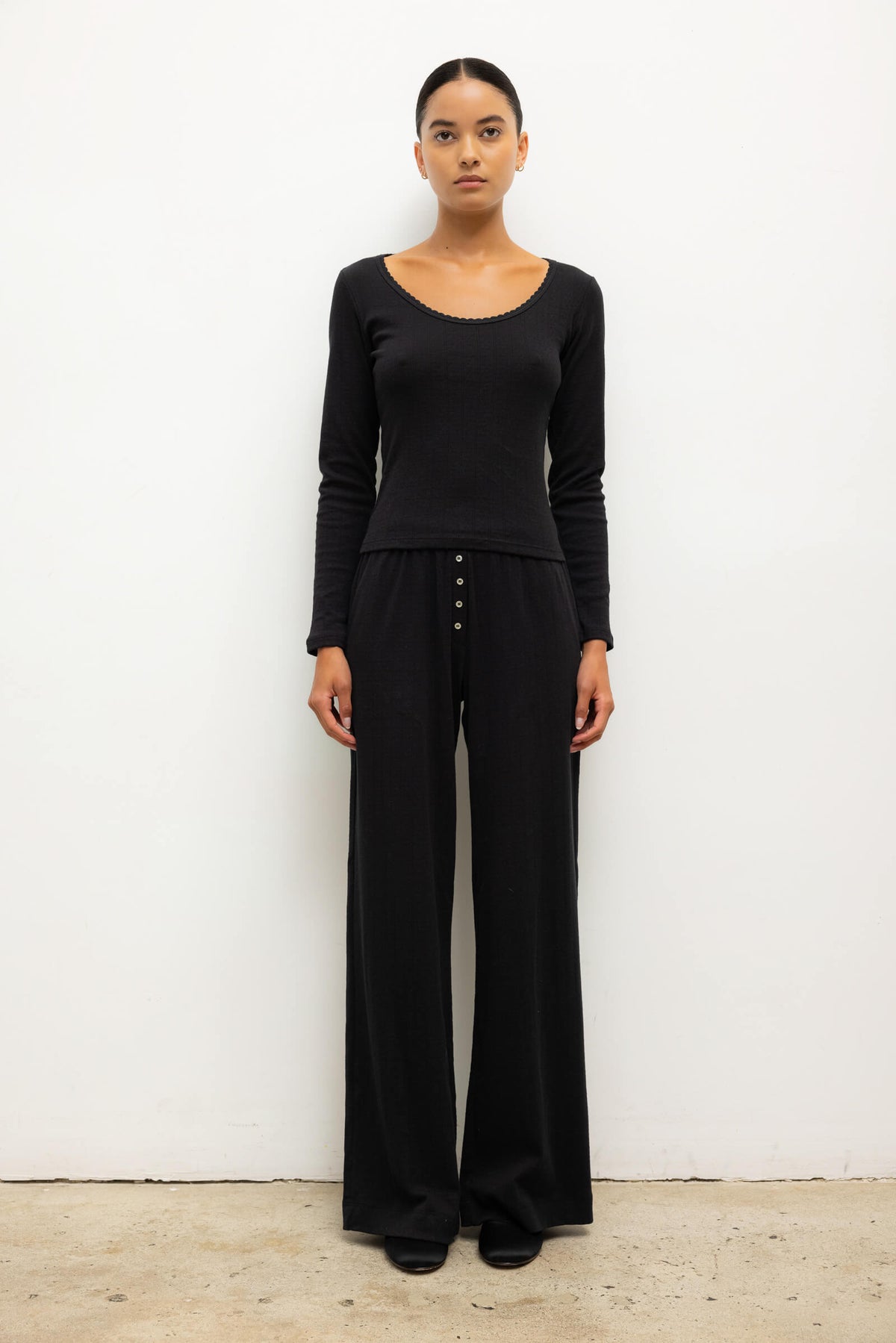 Pointelle Boxer Pant - Black - Image 1
