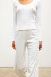 Pointelle Long Sleeve Scoop Neck