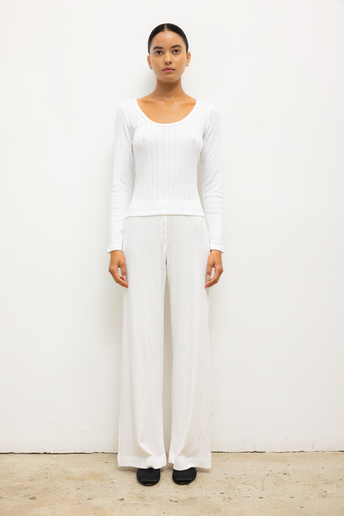 Pointelle Boxer Pant - White - Image 1