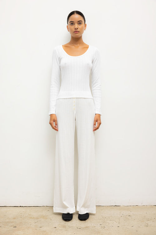 Pointelle Boxer Pant - White - Image 1