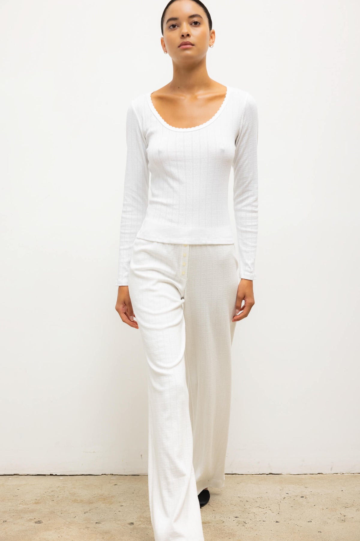 Pointelle Boxer Pant - White - Image 3