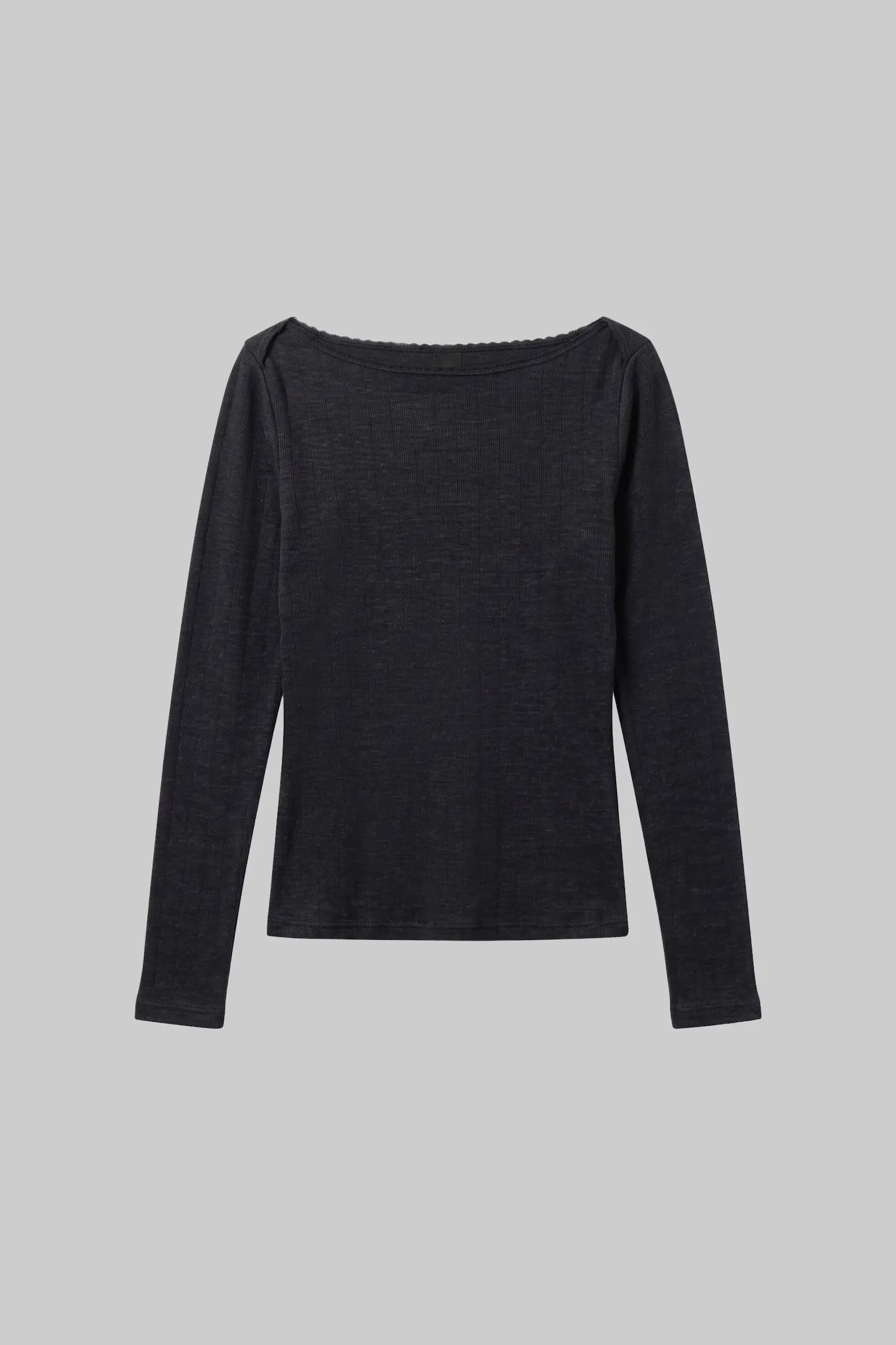 Pointelle Long Sleeve Bateau Top